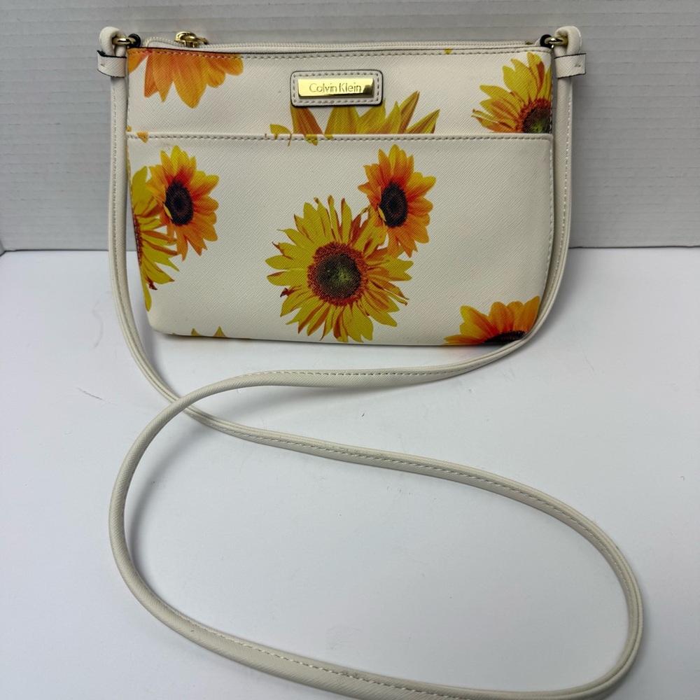 Calvin Klein Sunflower Crossbody Bag - Cream and Orange